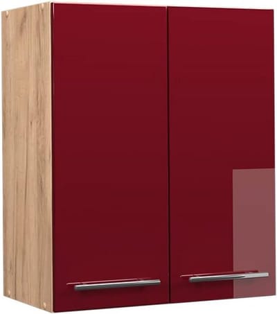 Hangkast Keuken - Wandkast Keuken - Opbergen Keuken - Soft-close scharnieren - 60 cm breed - Bordeaux hoogglans