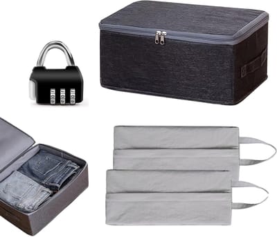 Vouwbare Opbergdoos met Deksel en Slot, Multifunctionele Opbergbox voor Kleding, Dekens en Waardevolle Spullen, Ideaal voor Thuis en Reizen