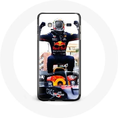 Hoesje voor Samsung Galaxy j3 2016 Formule 1 Max Verstappen F1 autocoureur zwart rood en geel