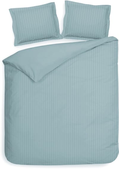 Heckettlane Dekbedovertrek Banda - Bedlinnen met Strepen - 240x200-220 cm - Lits-Jumeaux - Blauw - Dekbedovertrek van 100% Katoen-Satijn