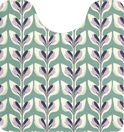WC mat met uitsparing 55x60 cm - Antislip - Retro - Modern - Groen - Toiletmat met uitsnijding - Vloermat - Douchemat - Toilet tapijt - Toiletmatten
