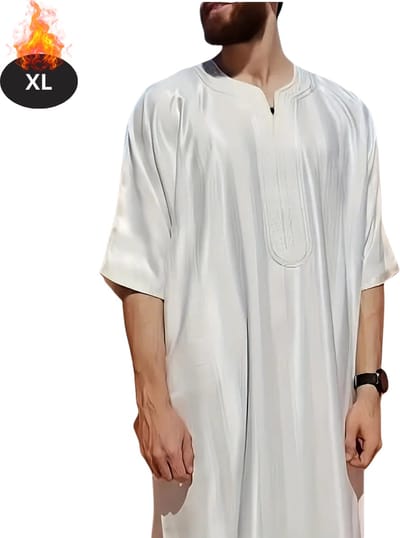 Nivard Islamitische Kleding - Djellaba Heren - Moslim Kleding - Arabisch Mannen Kaftan - Alhamdulillah - Wit XL