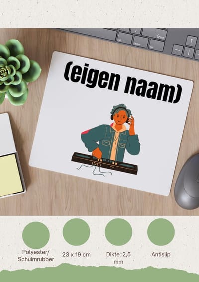 Akyol - dj jongen Muismat - Dj - muziekliefhebbers - disc jockey - vinyl - verjaardag - cadeau - kado - 23 bij 19 cm