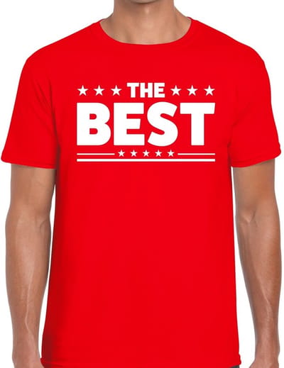 The Best print t-shirt - rood - voor heren - feestkleding - De beste - superman - katoen - foute party - carnaval S