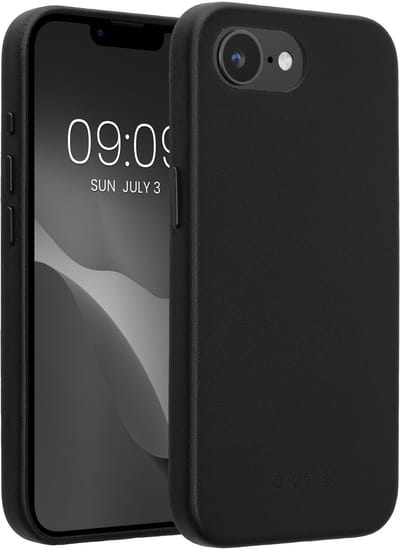 kalibri leren hoesje geschikt voor Apple iPhone 17e / iPhone 16e - hardcover beschermhoes - zwart