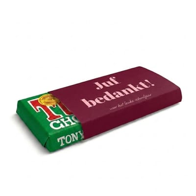 Tony Chocolade | Chocoladecadeaus | Bedankt | Cadeau | Bedankt Juf | Chocolade met tekst | Hazelnoot | Fotofabriek