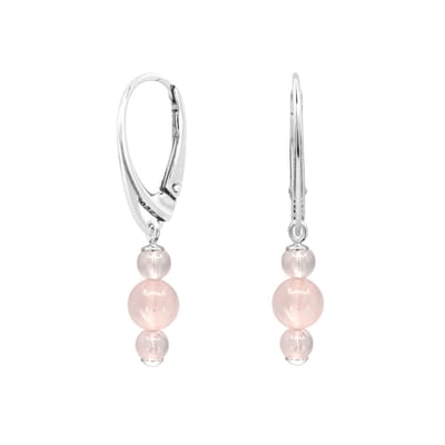 ARLIZI 2502 Oorbellen rozenkwarts kralen oorhangers - sterling zilver - 3,5 cm