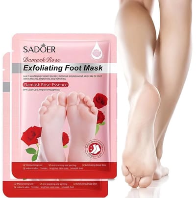 SADOER| Voetenmasker | Eelt Verwijderaar | Eeltsokken | Peeling Sokken | Peel off masker | Damask Rose Exfoliating Foot Mask – Voetenmasker | Eeltverwijderaar voor voeten | Exfoliërende Eeltsokken | Eeltsokken | Foot peel mask | Rozengeur