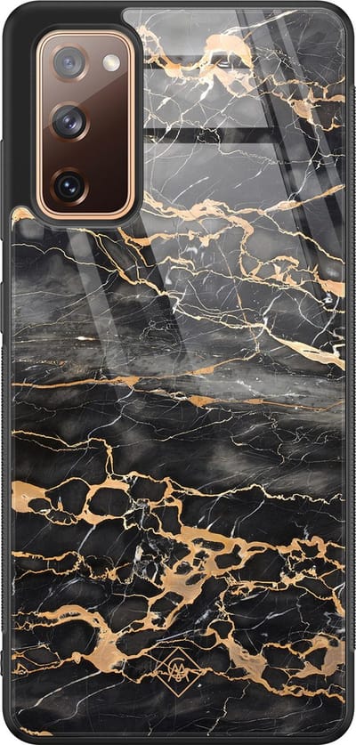 Casimoda® hoesje - Geschikt voor Samsung Galaxy S20 FE - Marmer Grijs Brons - Luxe Hard Case Zwart - Backcover telefoonhoesje - Grijs