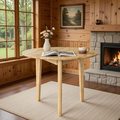 Ronde Massief Houten Eettafel - Moderne Keukentafel met Potenbord - 80 cm Diameter - Duurzaam Rubberhout - Ideaal voor 2-4 personen - Beige/Natuur Casa Serena – 80 cm – Casa Dorada