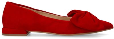 Manfield - Dames - Rode suède loafers met strik - Maat 37