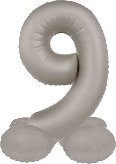 Folat - Staande folieballon Cijfer 9 Moonlight Silver - 41 cm
