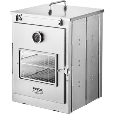 VEVOR Opvouwbare Campingkachel Draagbare Campingkachels van Roestvrij Staal met 3-laags Grill, Handvat en Thermometer, Te Gebruiken met Houtvuur, Propaangaskachels voor het Bakken van Brood, Pizza en Koken in de Buitenlucht