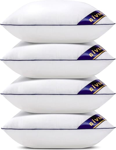 Siluvia Sierkussen Inserts Decoratieve Kussen Inserts-Vierkante Interieur Sofa Kussen Inserts - Decoratieve Kussen Insert Paar - Wit Bank Kussen (4, 22"x22" 4Pack)