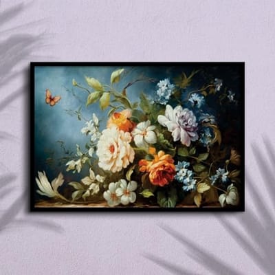 Blauw rijstpapier boeket 29 x 40 cm voor decoupage en meubeldecoratie