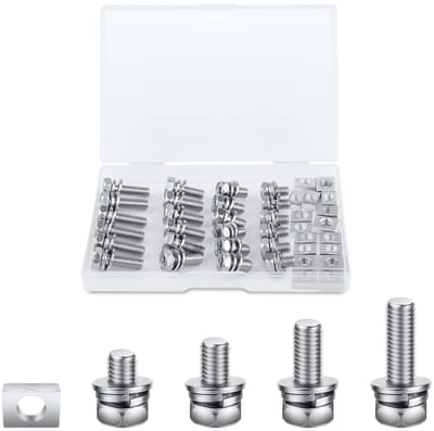 Motor Schroeven voor Motorfietsen, M6x10/12/16/20mm, 24 Sets Accu Terminal Moeren en Bouten met 24 Vierkante Moeren voor ATV, Fietsen en Scooters