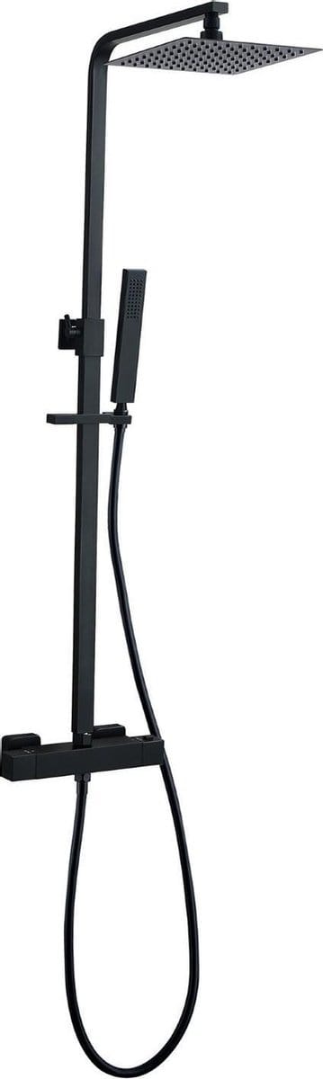 Regendouche Wiesbaden Rombo Eco Twenty Opbouwset Thermostaatkraan 20cm Mat Zwart