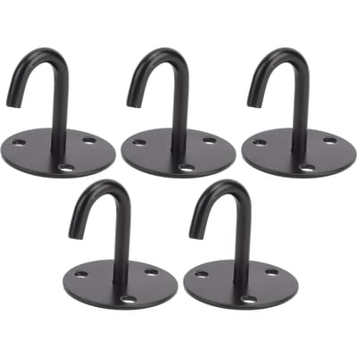 5 Pièces Anneau d'Œil à Plaque Fixe Robuste Acier Inoxydable 304 Noir Épaissi Crochet de Suspension de Plafond en Forme de J S 8.9x1.5in