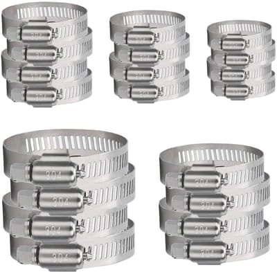 Dailygoods- Slangklemmen Set van 20 - RVS Slangklemmen - Verstelbare Slangklemmen - Slangklemmen Assortiment - 5 Maten - Duurzaam en Roestvrij. - Slangklem