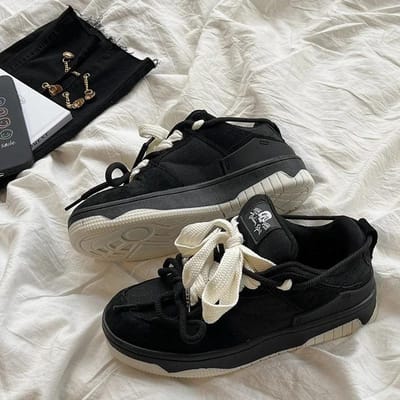 Lente/Zomer Retro Niche Design met Riem Skateboard en Brood Schoenen Heren- en Dames Trendy Contrasterende Kleur Sportschoenen 44