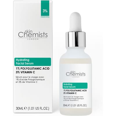 skinChemists Hydraterend gezichtsserum met 1% polyglutaminezuur en 3% vitamine C, 30 ml