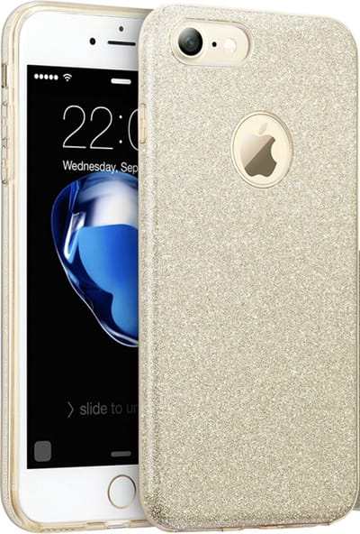 Geschikt voor Apple iPhone 7 - 8 Backcover - Goud - Glitter Bling Bling - TPU case
