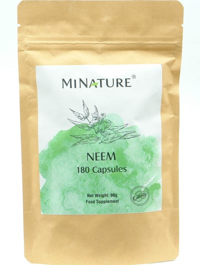 Neem Capsules 180 stuks - 450mg Neempoeder van Azadirachta Indica Bladeren per Vegan Capsule - 100% Plantaardig