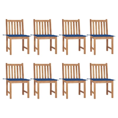 vidaXL - Tuinstoelen - 8 - st - met - kussens - massief - teakhout