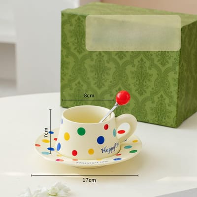 Koffiekopje in Scandinavische stijl met lepel Kop en schotel Hoge waarde Creatief keramisch kopje Kantoor Waterkop Meisjessouvenir 260ML