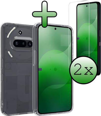 Hoesje Met 2x Screenprotector - Geschikt voor Nothing Phone (3a) - Sterk & Shockproof - Back Cover - Siliconen Case - Telefoon Hoes - Transparant
