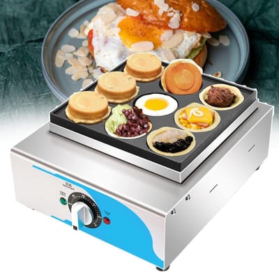 Mini Pannenkoekenmaker - Wafelijzer - Ontbijt Maken - 9 Stuks Tegelijk - 80mm Doorsnede - Zilver