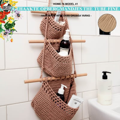 Haakpakket opbergmandjes met The Tube Fine model 41 van Home 76 - beige