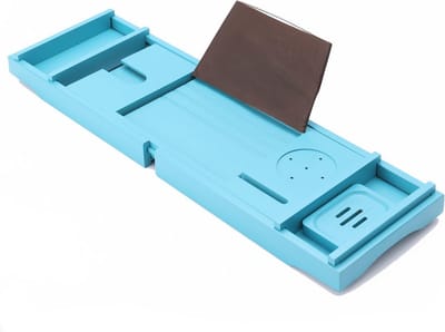 Luxe Badplank - Badrekje - Uitschuifbaar 75 tot 110 cm - Boekenhouder - Tablethouder - Bamboe Hout badplankje - Badrek