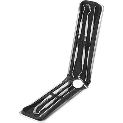 6-delige Set Professionele Handvat RVS Tandarts Tanden Explorer Naald Reiniging Tandheelkundige Gereedschapskit black
