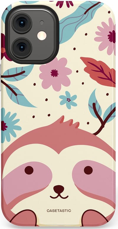 Casetastic Hoesje Geschikt voor Apple iPhone 12 Mini - Stijlvolle Beschermende Duo-layer Case - Luiaard knuffels