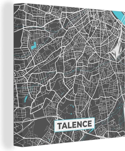 Canvas Schilderij Talence - Stadskaart - Kaart - Frankrijk - Plattegrond - 20x20 cm - Wanddecoratie