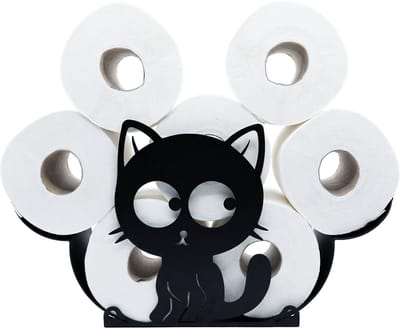 Sanics® Reserverolhouder Kat Vrijstaand – WC Papier houder – Toiletrolhouder Zwart – WC Rolhouder staand 7 Rollen