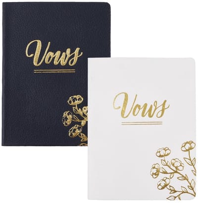 Dailygoody - Lederen trouwgelofte boeken - Goudfolie belettering - Bruiloft essentials - Compact formaat - Trouwdag ceremonie - 2 stuks