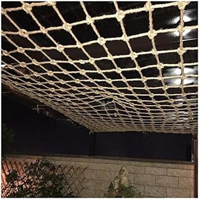 Henneptouw Valnet - Veiligheidsnet - Valbescherming - Handgeweven Sterkte - 2 x 5 meter - Natuurlijk