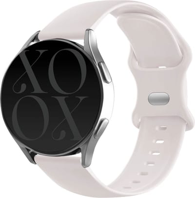 xoxo Wildhearts siliconen smartwatch bandje 20mm - Geschikt voor Samsung Galaxy Watch 7 / 6 / 6 Classic / Watch 5 / 5 Pro / Watch 4 / 4 Classic / Watch 1 42mm / Watch 3 41mm / FE - Polar Unite / Pacer / Ignite 1-3 / Amazfit GTS 1-2-3-4 / Bip - Beige