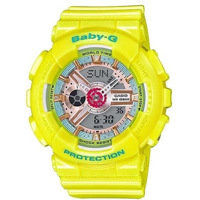 Casio Baby-G Thema Serie Mode Trend Vitaliteit Straat Klassiek Wijzer Dubbel Display Sport Waterdicht Kwarts Uurwerk Hars Band BA-110CA-9A Yellow Watch Case yellow