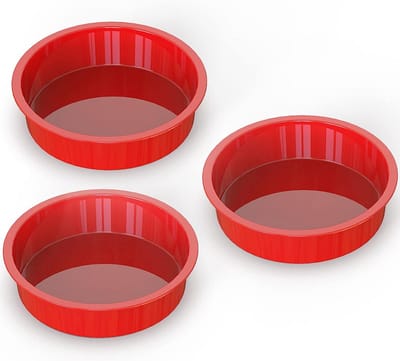 Siliconen Bakvormen - Cakevorm Set - Taarten Bakken - Antiaanbaklaag Flexibel - 3 Stuks 20cm - Rood
