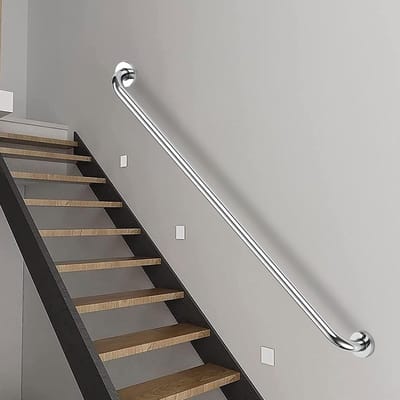 Trapleuning RVS - Veiligheidsgreep Muursteun - Veilig Traplopen - Voor Binnen Buiten - 60 cm - Zilverkleurig