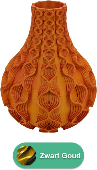 Coral organische vaas – Decoratieve vaas - Zwart / Goud - 3d geprinte vaas – geschikt voor droogbloemen - 20CM