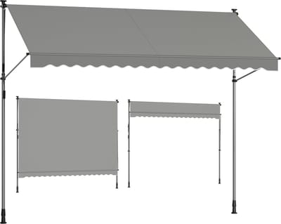 SONGMICS - Zonnescherm - Balkon Zonnescherm met Handmatige Sluiting - Hoogte Verstelbaar - Voor Balkon Terras Tuin