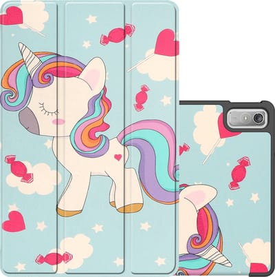 Hoes - Geschikt voor Lenovo Tab P11 (2e / 2nd Generatie) - Dun & Stevig - Trifold Bookcase - Hard Cover - Hardcover Book Case - Tablet Hoesje - Eenhoorn
