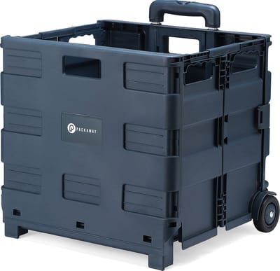 Packaway XL Opvouwbare Boodschappentrolley met wielen - Boodschappenkrat - Opbergbox - Boodschappenwagen - Vouwkrat - 50 Liter - Blauw