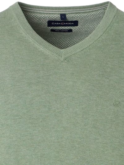 Casa Moda Heren Trui Met V-Hals Pima-Katoen 004430-387 Groen - 3XL