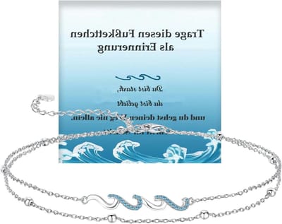 Elegante Golvende Enkelsieraad voor Dames van 925 Sterling Zilver met Zirconia, Perfect als Motivational Gift en Strandaccessoire, 22cm-26cm