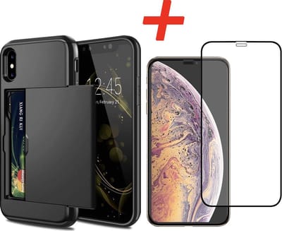 Geschikt voor Apple iPhone X / XS Backcover | Zwart | Pasjeshouder